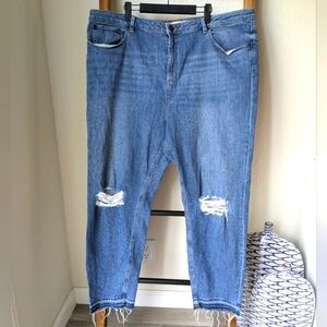 ASOS Blue Boyfriend Jeans with Distressed Knees - Size US 18